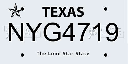 NYG4719 Texas License Plate