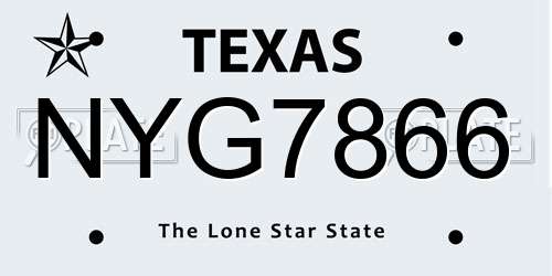 NYG7866 Texas License Plate