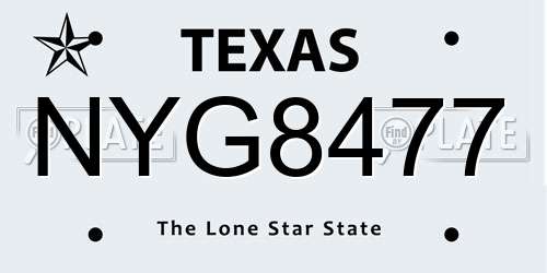 NYG8477 Texas License Plate