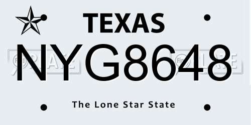 NYG8648 Texas License Plate