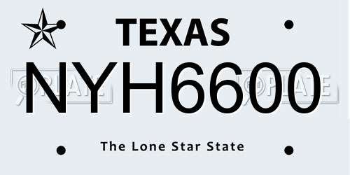 NYH6600 Texas License Plate