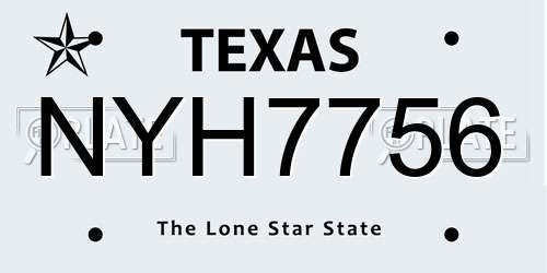 NYH7756 Texas License Plate