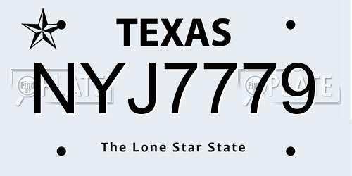 NYJ7779 Texas License Plate