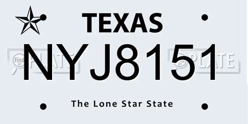 NYJ8151 Texas License Plate