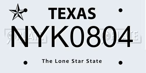 NYK0804 Texas License Plate