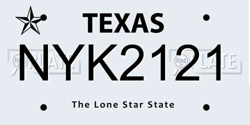 NYK2121 Texas License Plate