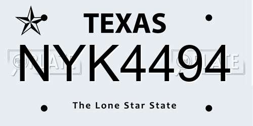 NYK4494 Texas License Plate