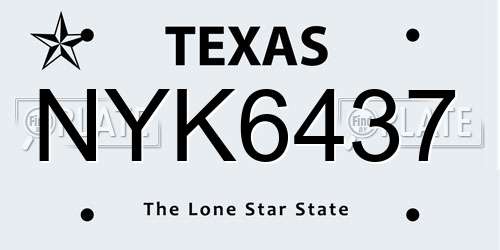 NYK6437 Texas License Plate