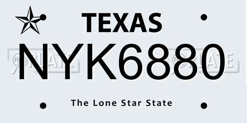 NYK6880 Texas License Plate