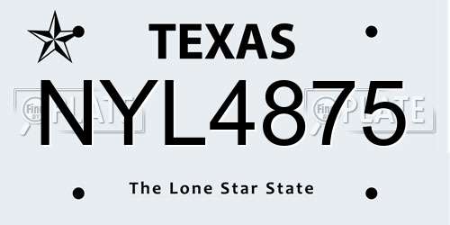 NYL4875 Texas License Plate
