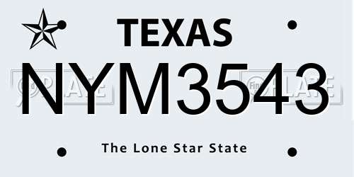 NYM3543 Texas License Plate
