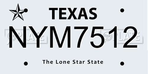 NYM7512 Texas License Plate
