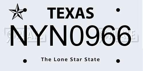 NYN0966 Texas License Plate