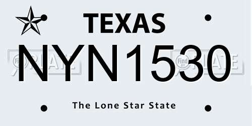 NYN1530 Texas License Plate