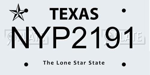 NYP2191 Texas License Plate