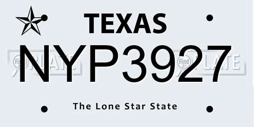 NYP3927 Texas License Plate