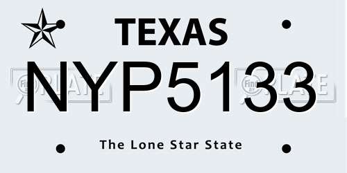 NYP5133 Texas License Plate