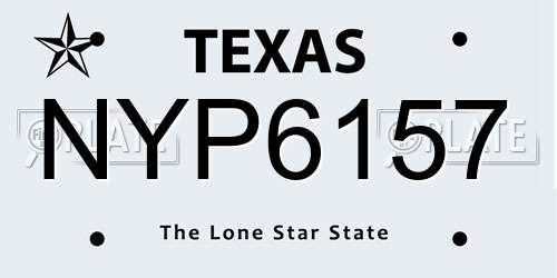 NYP6157 Texas License Plate