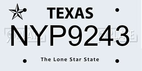 NYP9243 Texas License Plate