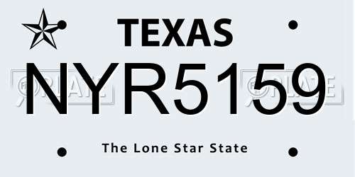 NYR5159 Texas License Plate