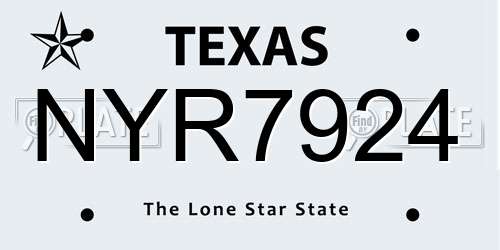 NYR7924 Texas License Plate