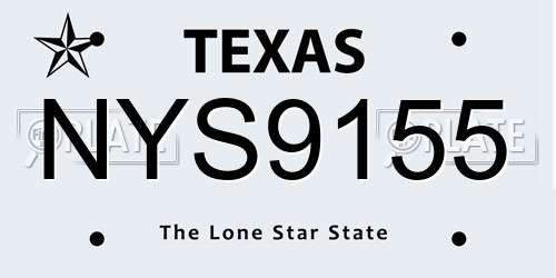 NYS9155 Texas License Plate
