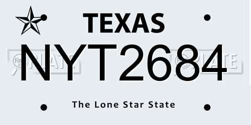 NYT2684 Texas License Plate