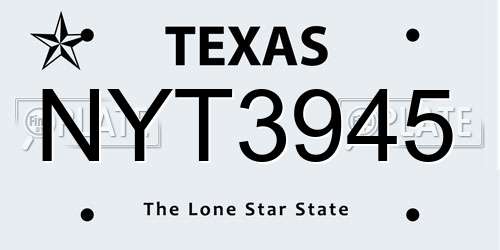 NYT3945 Texas License Plate