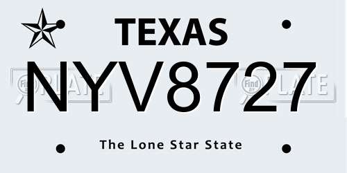 NYV8727 Texas License Plate