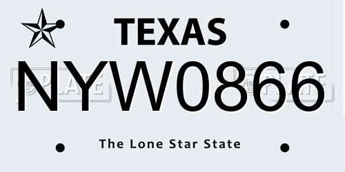NYW0866 Texas License Plate