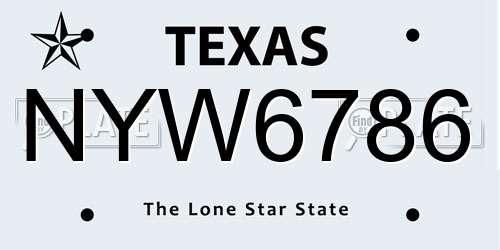 NYW6786 Texas License Plate
