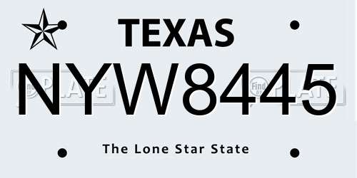 NYW8445 Texas License Plate