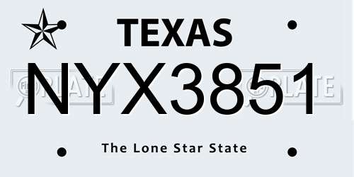 NYX3851 Texas License Plate