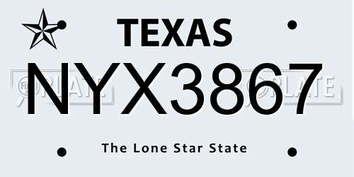 NYX3867 Texas License Plate