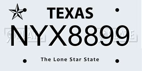 NYX8899 Texas License Plate