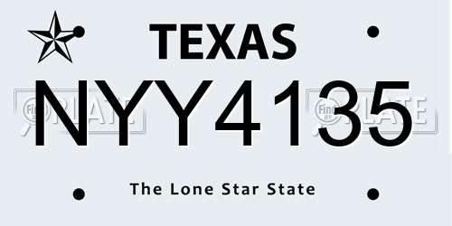 NYY4135 Texas License Plate