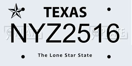 NYZ2516 Texas License Plate