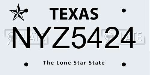 NYZ5424 Texas License Plate