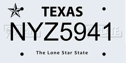 NYZ5941 Texas License Plate