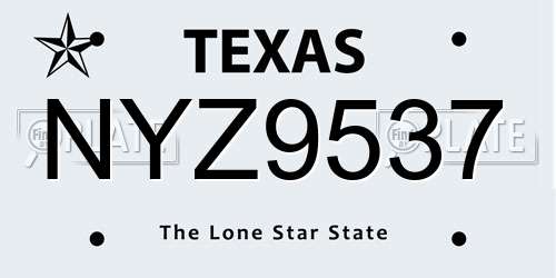 NYZ9537 Texas License Plate