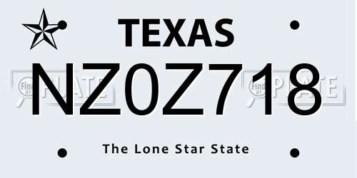 NZ0Z718 Texas License Plate
