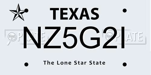 NZ5G2I Texas License Plate