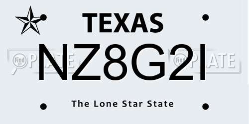 NZ8G2I Texas License Plate