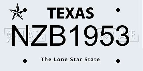NZB1953 Texas License Plate