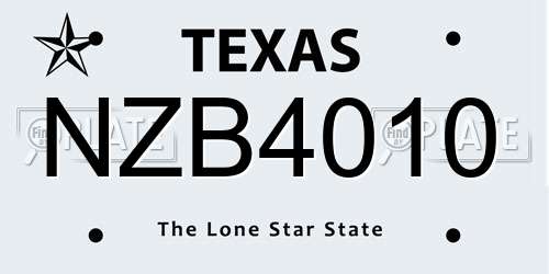 NZB4010 Texas License Plate