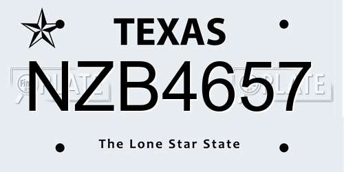 NZB4657 Texas License Plate