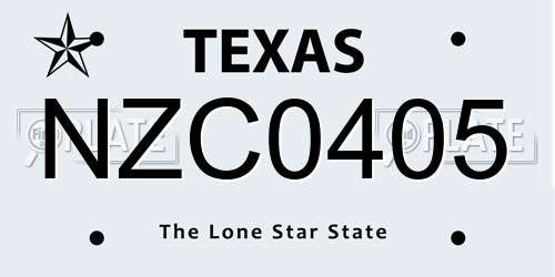 NZC0405 Texas License Plate