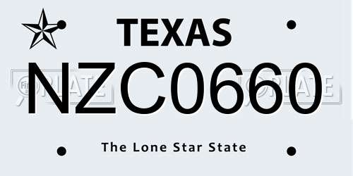 NZC0660 Texas License Plate