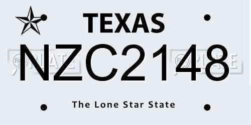 NZC2148 Texas License Plate