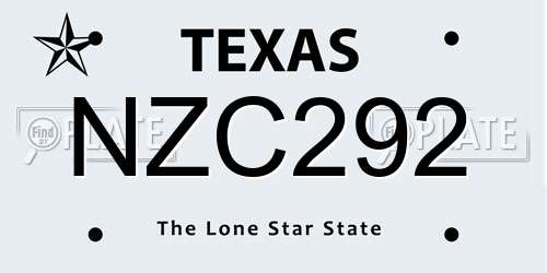 NZC292 Texas License Plate
